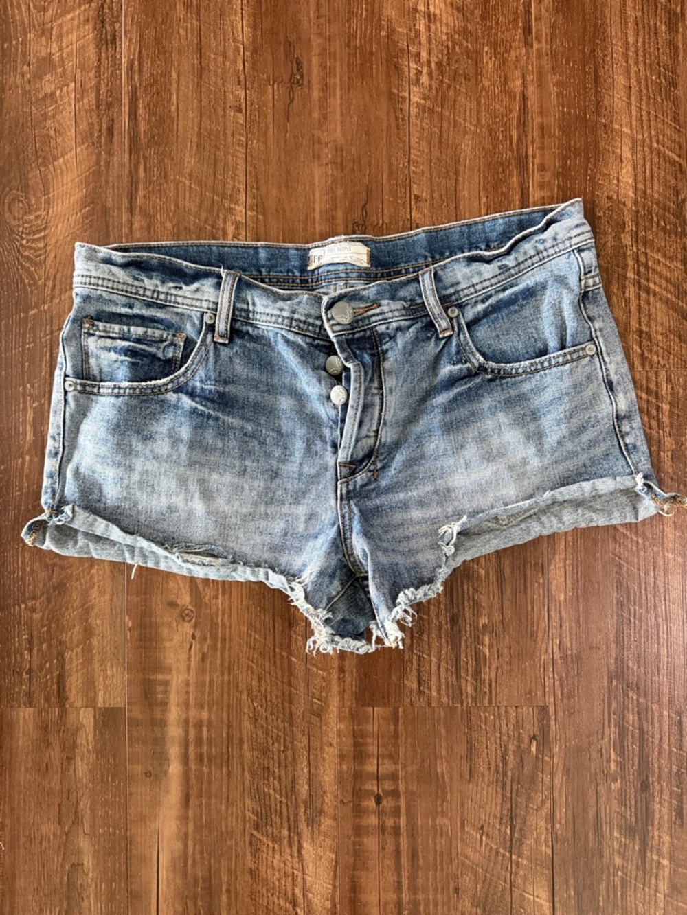 Free People Blue Distressed Jean Shorts Size 30
